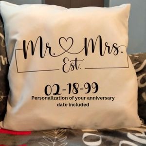 Mr. & Mrs. Est. Personalized Anniversary Wedding Pillow Case